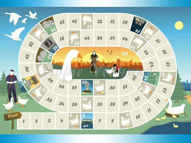 Speelzeil levend ganzenbord met 2 dobbelstenen